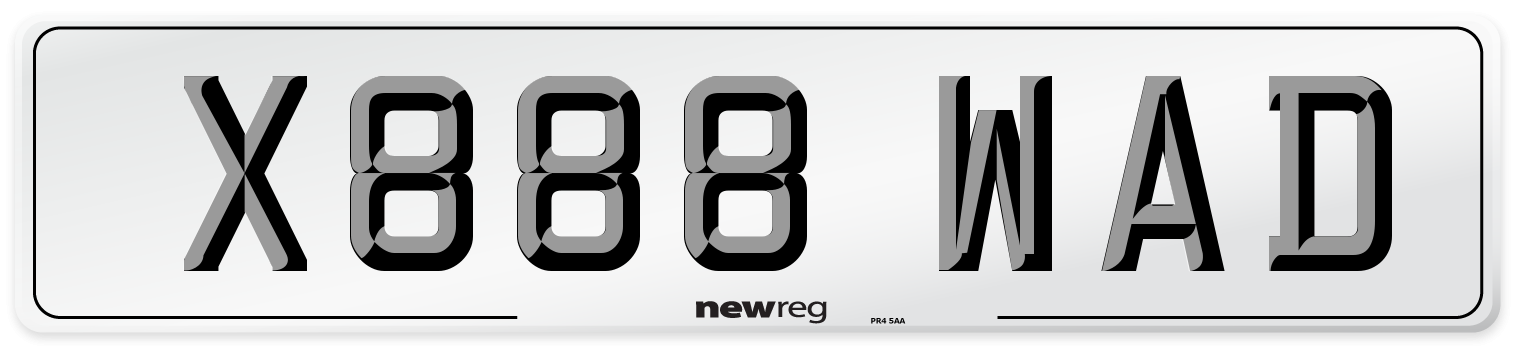 X888 WAD Number Plate from New Reg